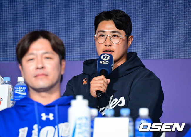 [OSEN=조은정 기자]’2025 신한 SOL Bank KBO 미디어데이 & 팬페스트’가 20일 서울 송파구 롯데호텔 월드에서 열렸다. 한화 채은성이 인터뷰를 하고 있다. 2025.03.20 /cej@osen.co.kr